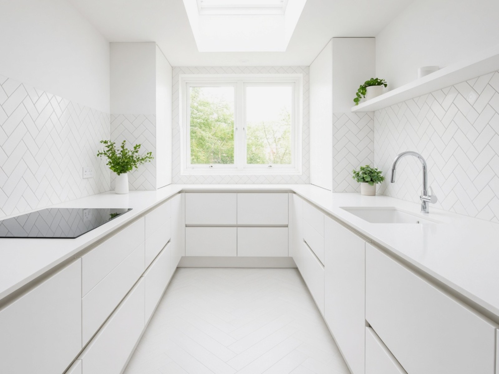 Traditional kitchen with a fitted stone worktop
