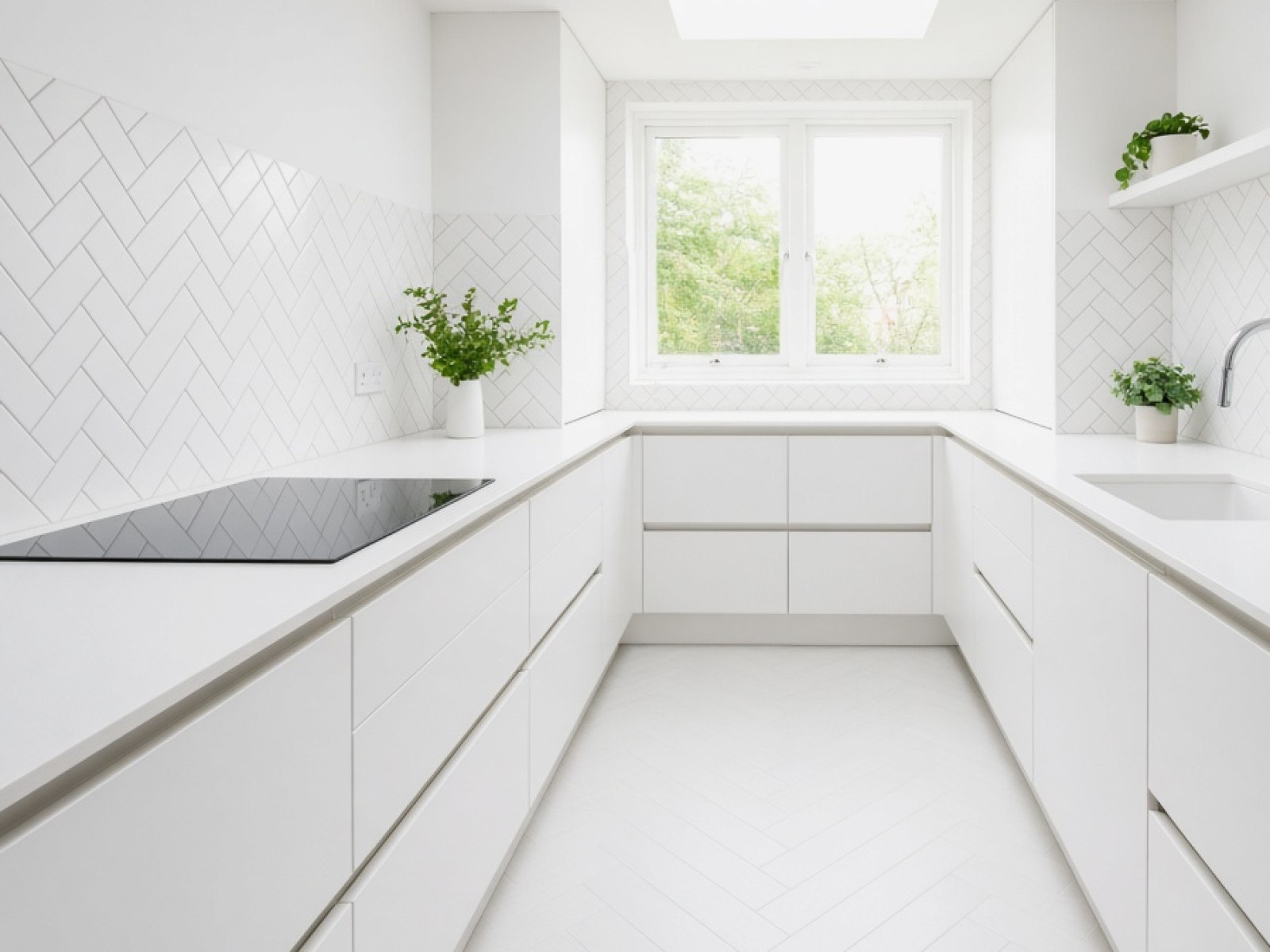 White marble-effect kitchen island fitted by Kitchen Worktops Store