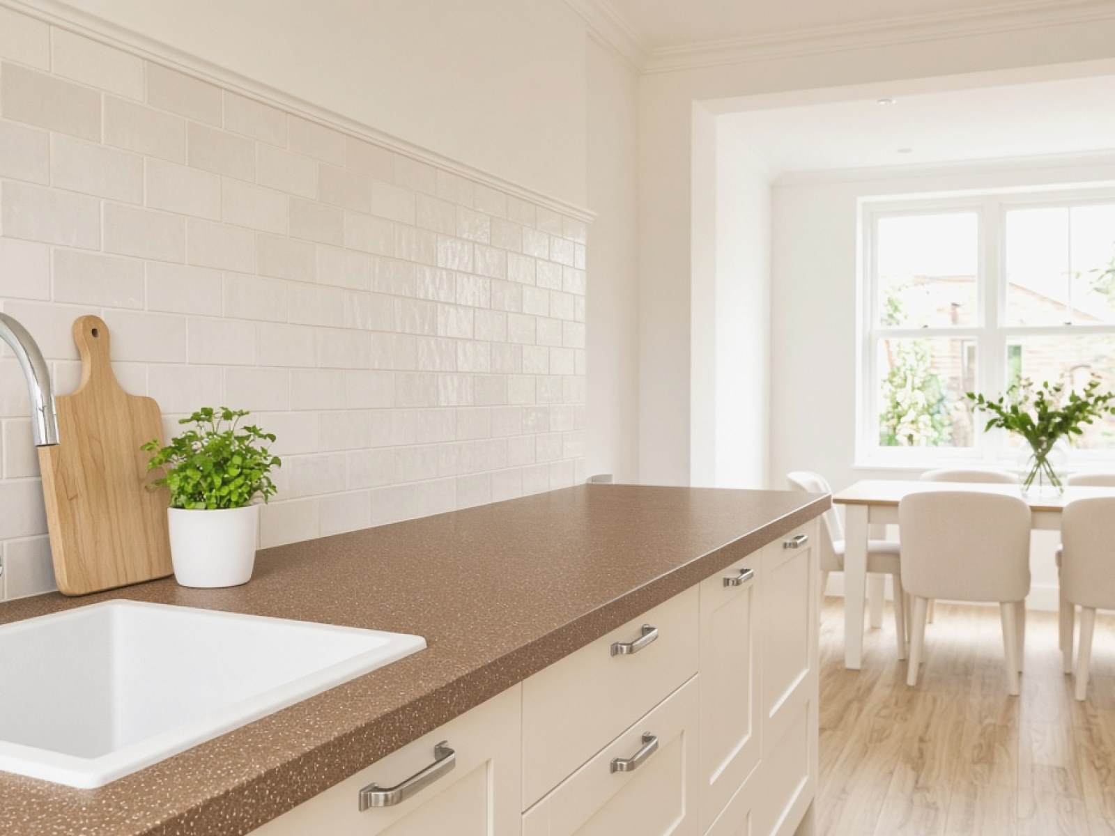 Brown kitchen worktops