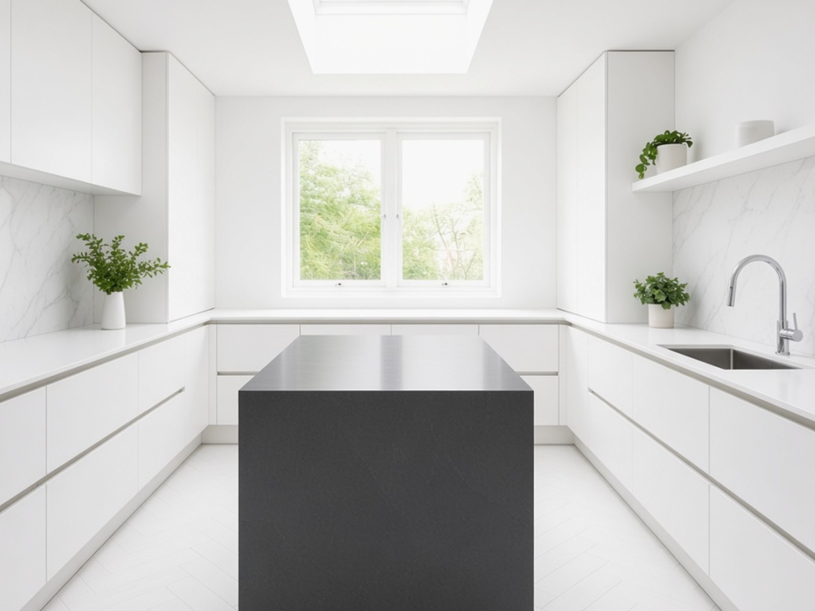 Dark kitchen worktops