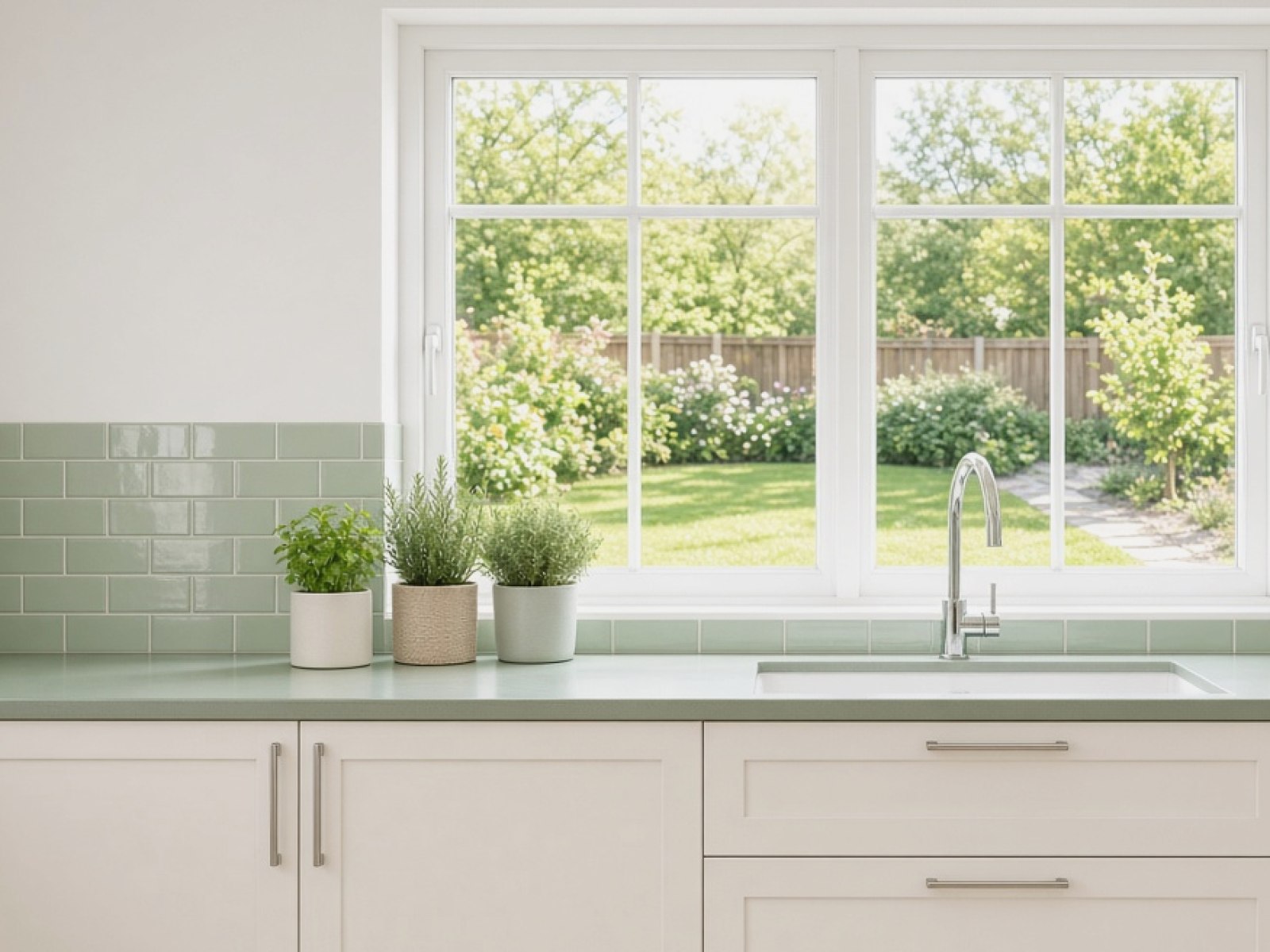 Green kitchen worktops